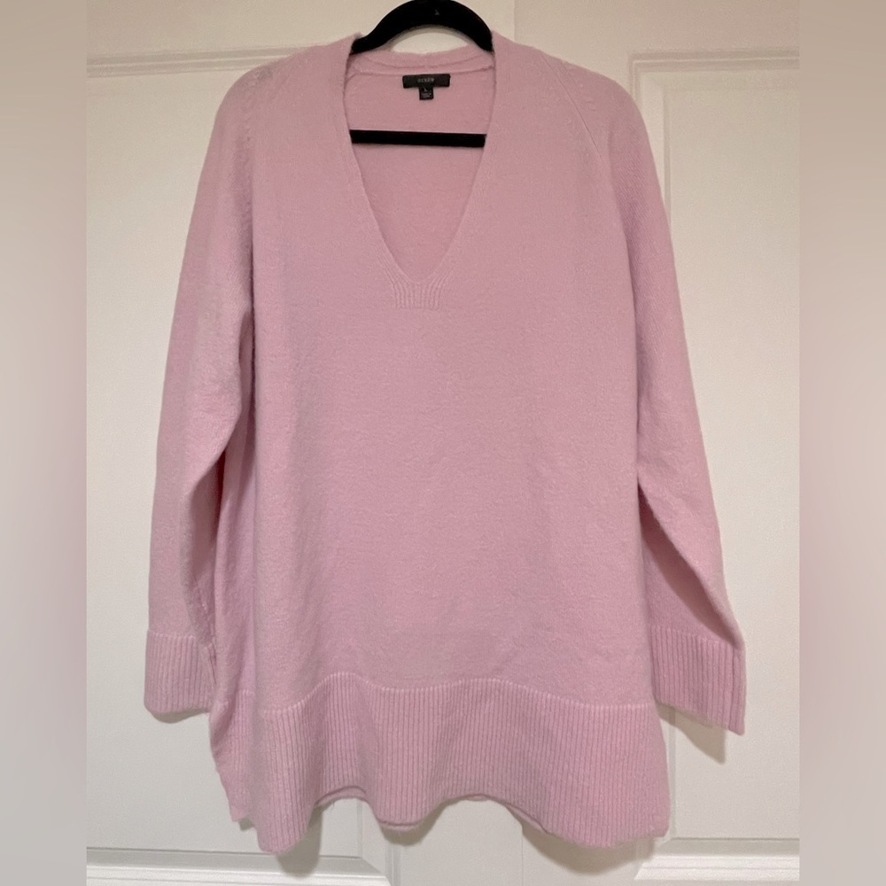 J. Crew NWOT Stretch Wool V Neck Pink Tunic Sweater